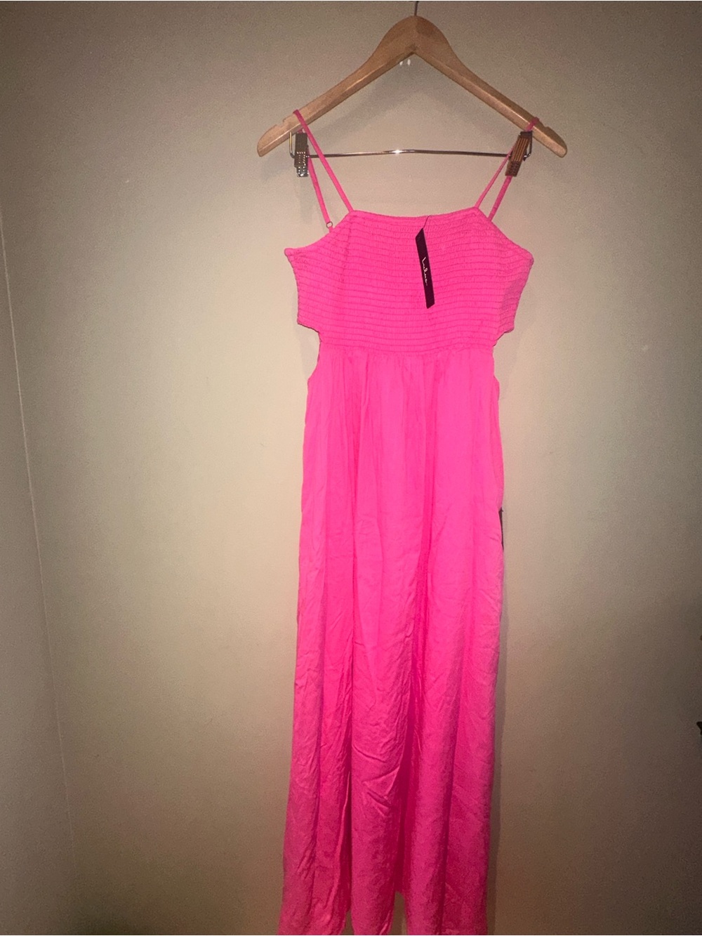 Lulu's Hot Pink Smocked Maxi Dress with Spaghetti Straps XL NWT